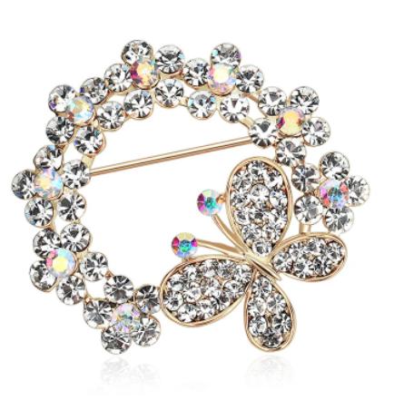 SKEDS Women Elegant Plant Flower Metal Brooches Corsage Fashion Rhinestone Pearl Badges Jewelry Vintage Lady Brooch Pin Gift