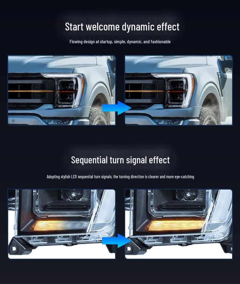 Ford F150 Raptor LED Streamer Turn Signal & Daytime Running Light Headlight Assembly