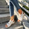 Fashion Summer New Slope Heel Sandals Women Fashion Round Head Hollow-out Anti-slip Wear-resistant High Heels