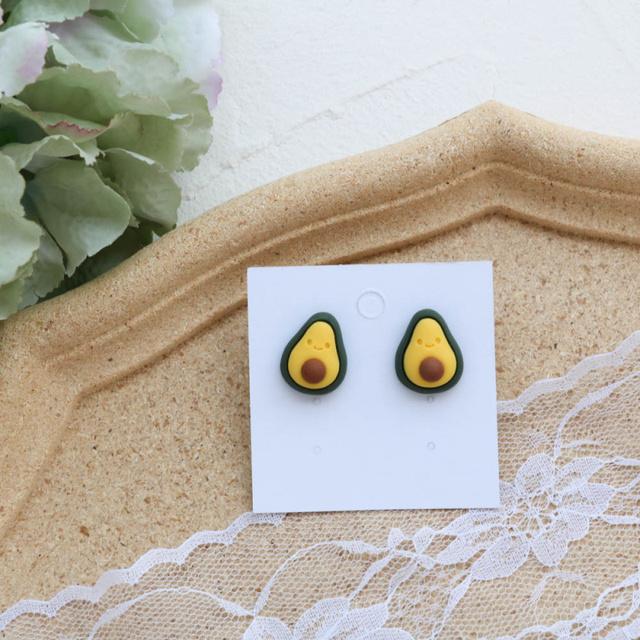 Cute Fruits Vegetable Resin Stud Earrings For Women Cute Summer Cherry Avocado Lemon Shaped Girl Ear Jewelry Gifts