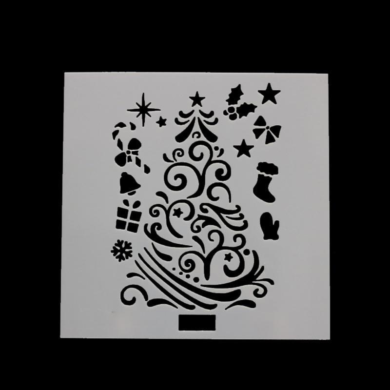 652F 7 Pcs Baking Mesh Christmas Stencil Baking Decorating Tool Gift for Baking Lover