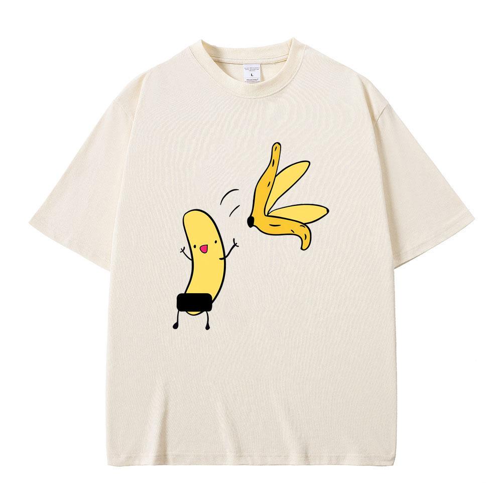 Banana Naked Funny Meme T Shirt Unisex Women Casual Cartoon Humor T-shirt Unisex's 100% Cotton Vintage Oversized Short Sleeve T-shirts