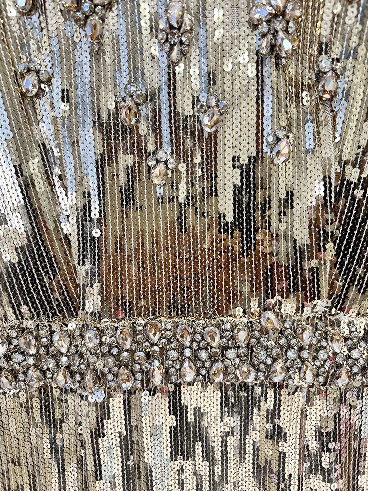 Luxury Gold Sequin Evening Gown with Heavy Beading and Rhinestones - 2026 European & American Celebrity Style