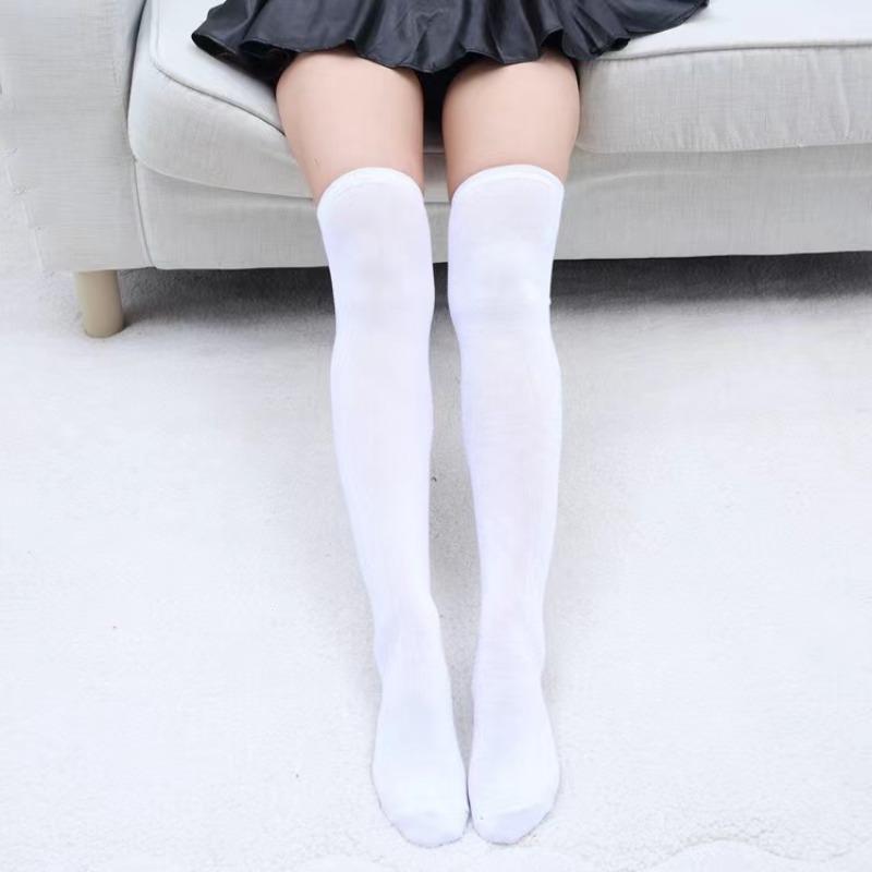 Sexy Schwarz Weiß Gestreifte Lange Socke Damen Oberschenkelhohe Socken Über dem Knie Strümpfe Japanische Lolita Damen Mädchen Knie One Size gray