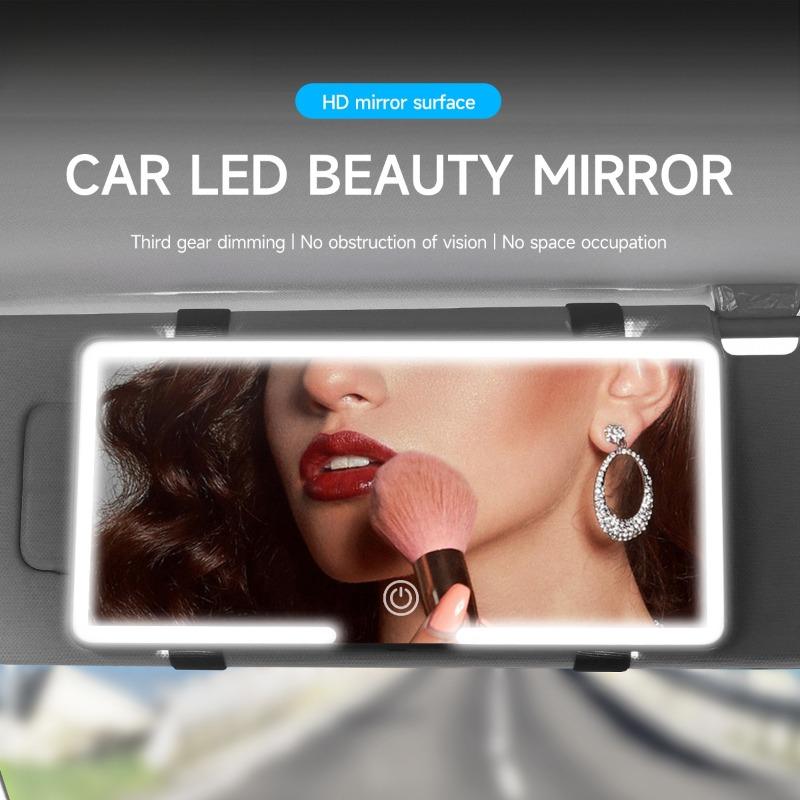 Vanity Mirror Car Interior Mirrors Sun Visor Plate LED HD Makeup Mirror for Girls Women Rechargeable Fill Light Universal Thin Interior Mirrors6