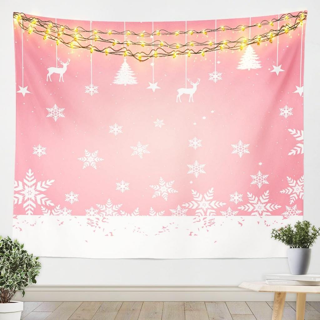 Vintage Merry Christmas Tapestry Santa Claus Tapestry Wall Hanging for Kids Boys Girls Christmas Deer Elk Wall Tapestry Xmas