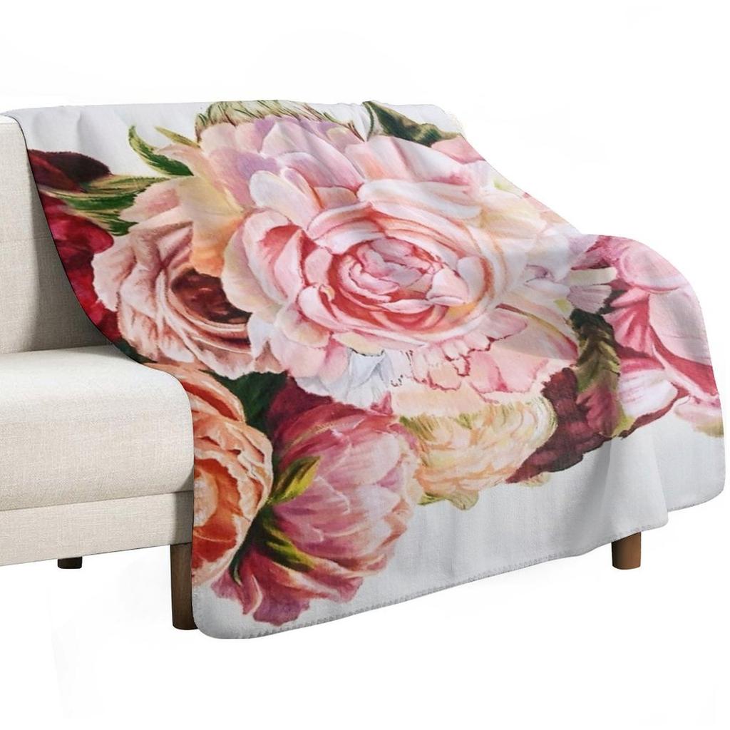 Peonies Throw Blanket Stylish Warm Blanket for Living Room Bedroom