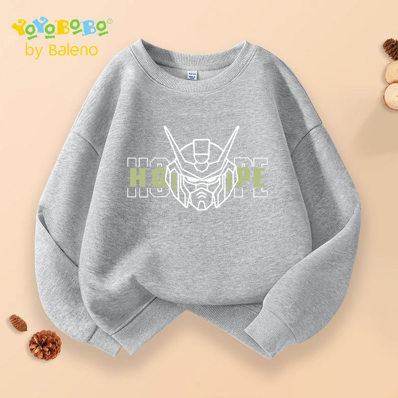 Baleno Kids Ybb Series Children s Sweatshirt Boys  Autumn Sports Top Boys  Loose Breathable Autumn Clothing Gray#Yb Mecha 110