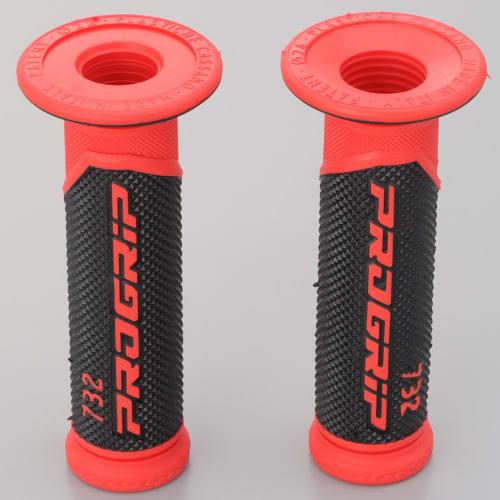 Daytona PROGRIP Motorcycle Grip for Handlebar Diameter 22.2 125mm Anti-vibration Gel End Penetration 732 Type Black/Red 98095