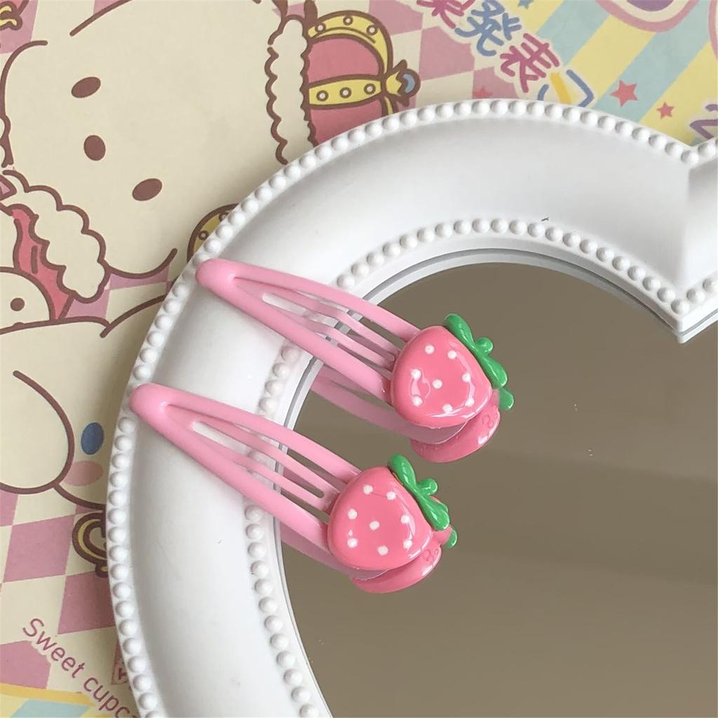 Cute Strawberry Snap Hair Clip Lovely Hairpins Combination Hairpins for All Hair Headpieces Pink Y2K Girls