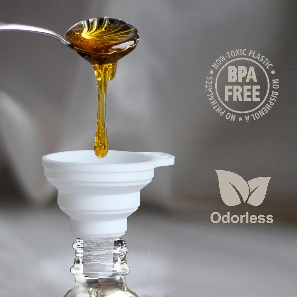 Kitchen Funnel Set Small and Large Kitchen Gadgets Accessories Foldable Silicone Collapsible Funnels for Filling Water Bottle Liquid Transfer