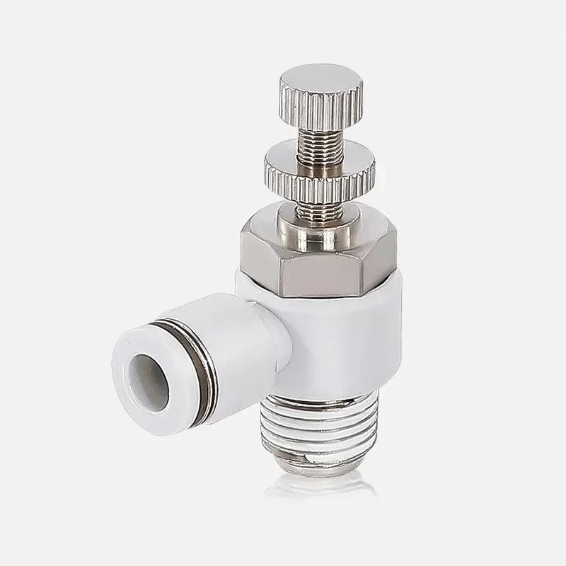 Pneumatic Hose L Type SL Throttle Valve 1/4 3/8 1/2 Thread White Cylinder Speed Control Connector Accessories Speed Controllers