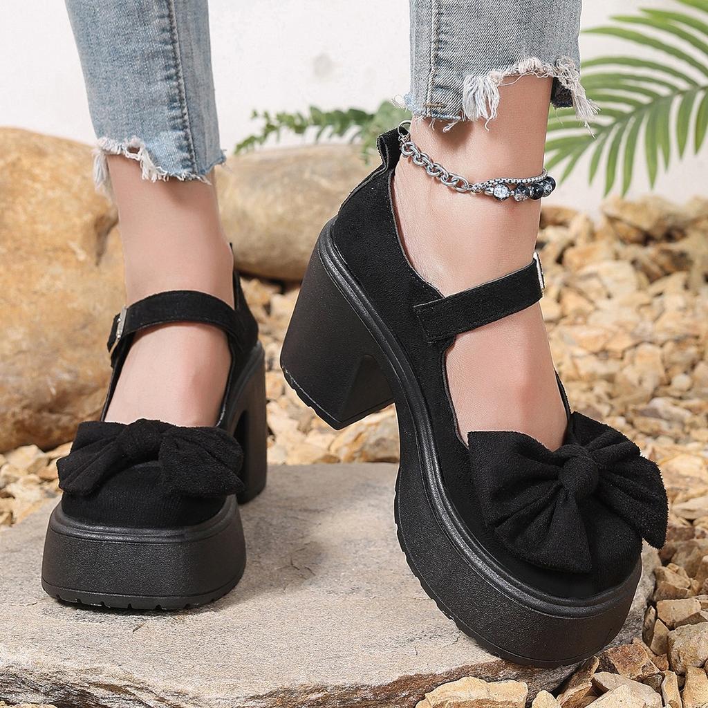 Fashion Black Super High Heels Mary Jane Shoes Women 2025 Goth Chunky Platform Pumps Woman Plus Size Ankle Buckle Party Lolita Shoes 42