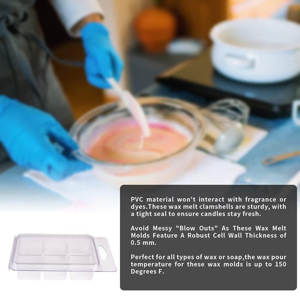 Wax Melt Molds Wax Melt Clamshells 6 Cavity Cubes Clamshells Clear Empty Plastic Cube Tray for Wickless Tarts Candles