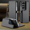 Premium Leather Case for Samsung Galaxy Z Fold 7 Fold6 Lanyard Card Holder Wallet RFID Blocking Protection Anti-drop Phone Cover