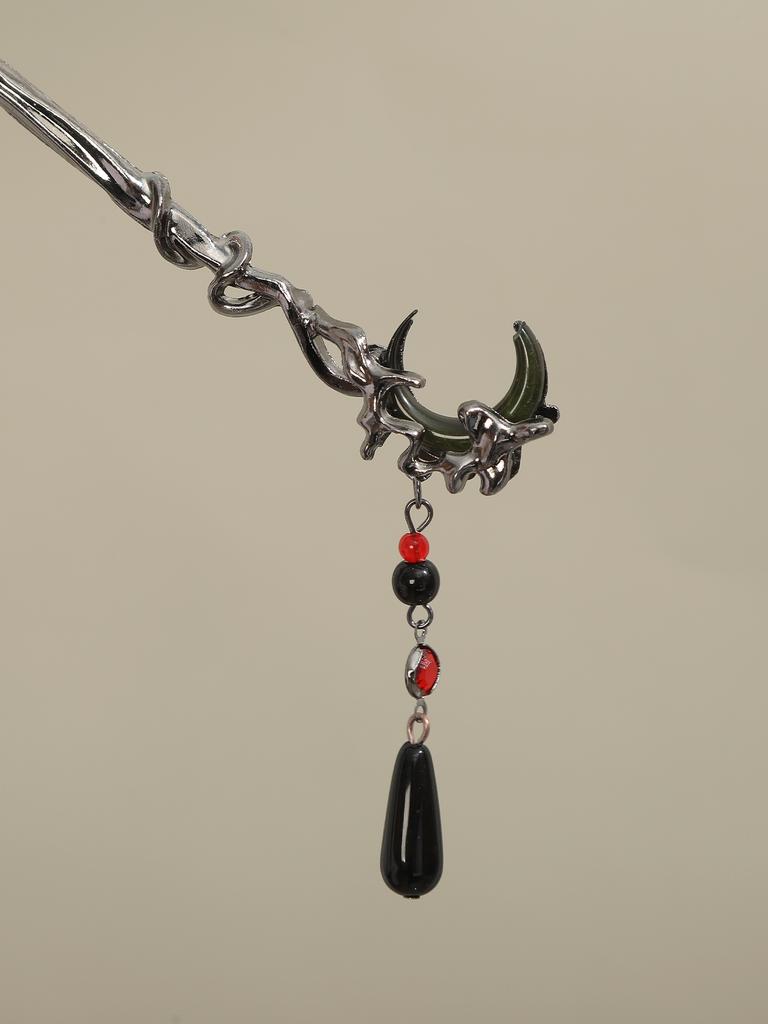 AWAYTR Black Crescent Hair Stick Pin Vintage Hair Accessories Hairband Hairpins Women Flower Hairclips Fashion Combs