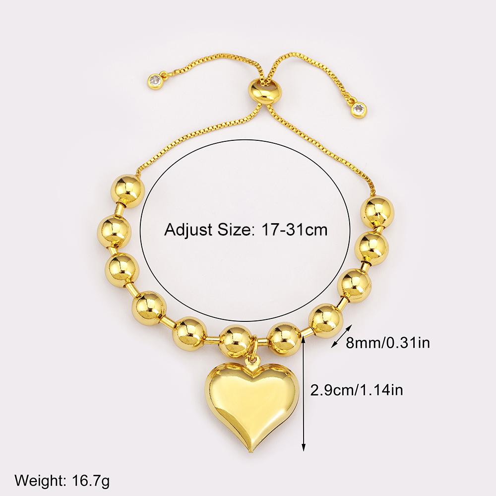 Nidin New Retro Love Shape Copper Beads 4mm/6mm/8mm Charm Bracelets For Female Birthday Party Jewelry Accessories Fine Gifts