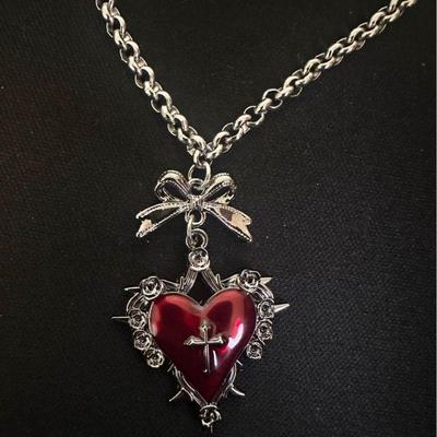 Gotische Roos Doorn Kruis Hart Hanger Ketting Vintage Sleutelbeen Ketting Y2K Choker Voor Vrouwen Accessoires Sieraden Cadeau
