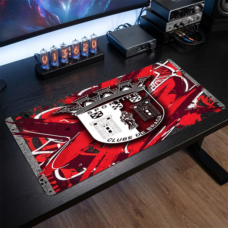 Braga FC Theme Pattern Mouse Pad, Soccer Logo Design XXL Gaming Desk Mat Non-Slip Computer Mouse Pad