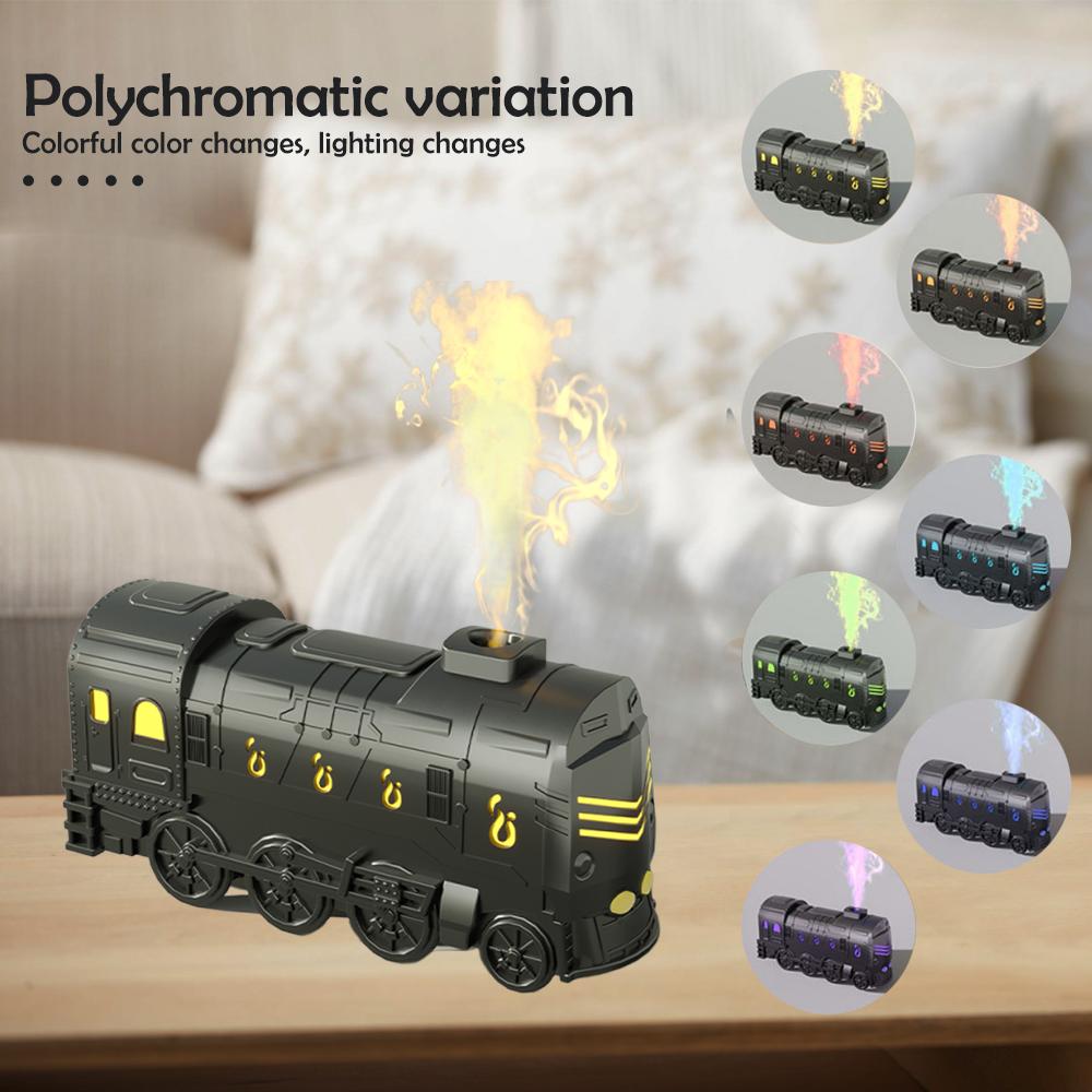 Mini Zug Luftbefeuchter Ultraschall Ätherisches Öl Aroma Diffusoren mit 7-Farb-LED-Leuchten 300ml Wassertank und Fernbedienung