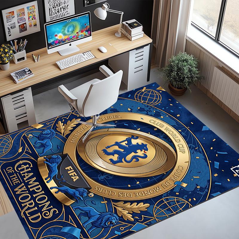 Chelsea FC Pattern Rug, Indoor/Outdoor Mat, for Picnic, Gameroom, Bedroom, Office, Living Room, Home Decor Carpet, Birthday Gift