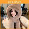 Plush Winter Hat With Bowknot And Scarf Integration For Girls Warm Outdoor Wear