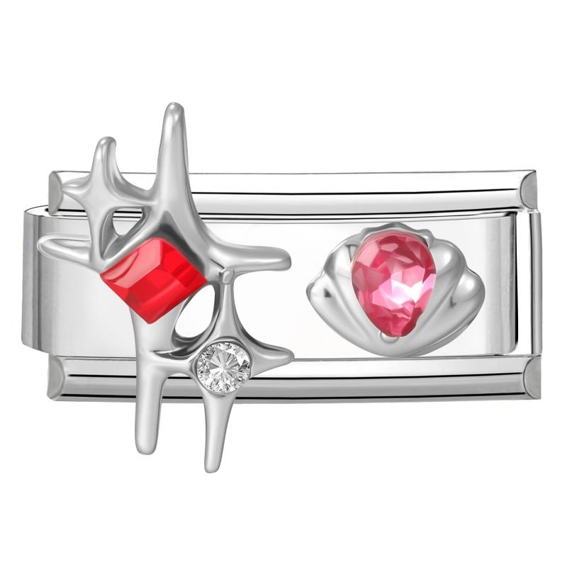 

Y2K Wholesale Zircon Series Flower Star Heart Bow Butterfly Long Italian Charm Link Fit 9MM Stainless Steel DIY Making Gifts