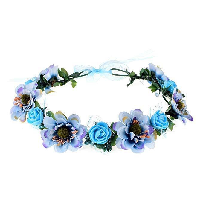 Waldmädchen Blumenkrone Handgeflochtene Seidenblumen Haarschleife für Frauen Vintage Elegant Hochzeits Haarschmuck Foto-Requisiten