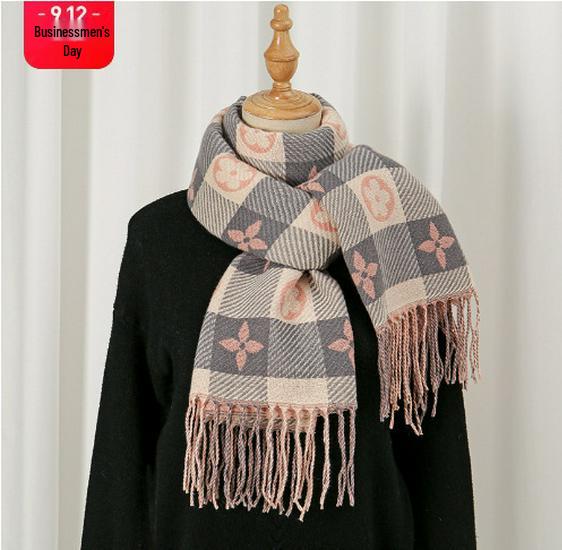 Dámský kostkovaný šátek v korejském stylu - Módní, Všestranný, Zesílený pletený nákrčník