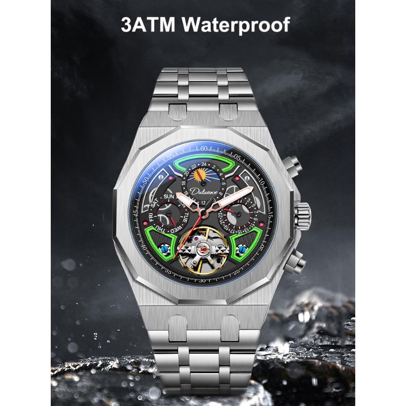 Men Mechanical Wristwatch Automatic Man Luxury Moon Phase Watches Male Casual Waterproof Business Luminous Clock