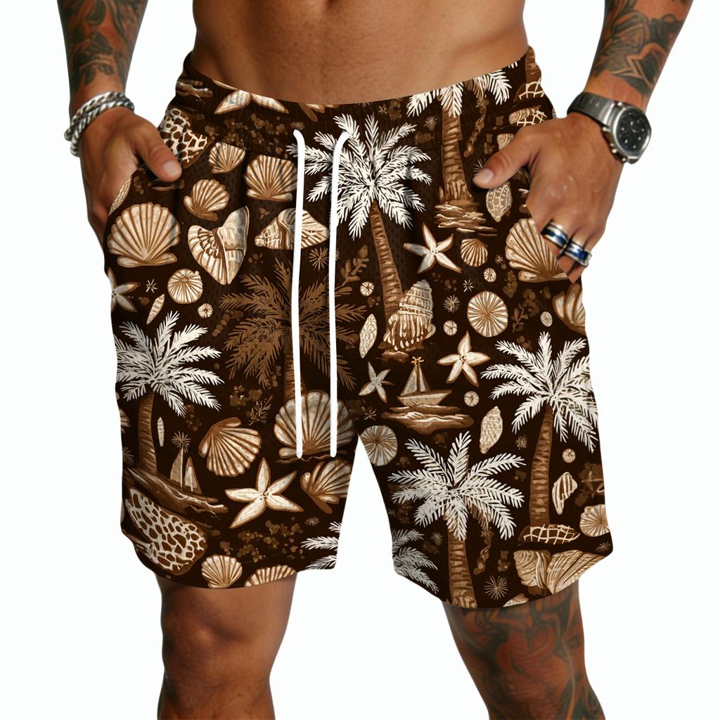 Pantaloncini Leggeri da Uomo con Coulisse Asciugatura Rapida Vestibilità Rilassata Cinque Tasche Pantaloncini Casual Stampa Hawaiana per Estate Spiaggia Outdoor