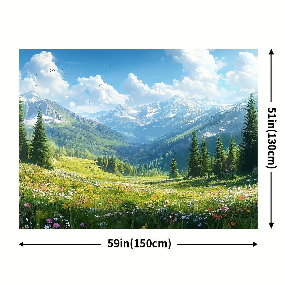 2D Plane 1 Piece of Spring-themed Flower and Mountain Scenery Props Suitable for Scene Setup