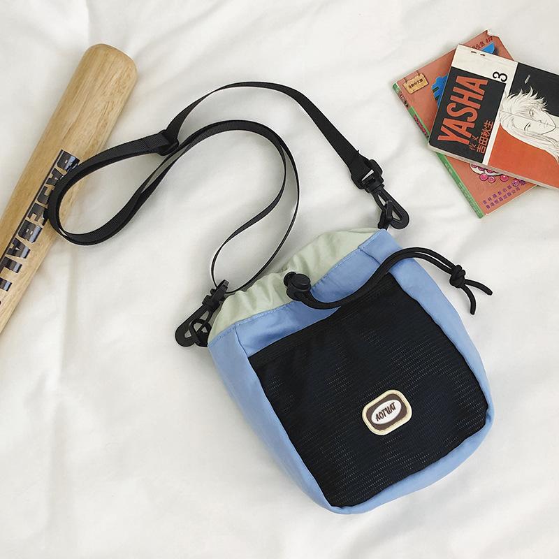 Summer canvas bucket small bag women's and women's travel backpack leisure sports messenger bag mobile phone bag