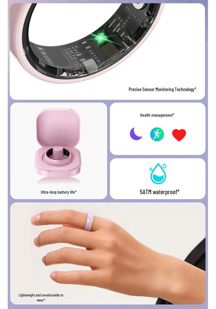 R12 All-Weather Ceramic Smart Ring: Health, Pedometer, Heart Rate & Sleep Monitor