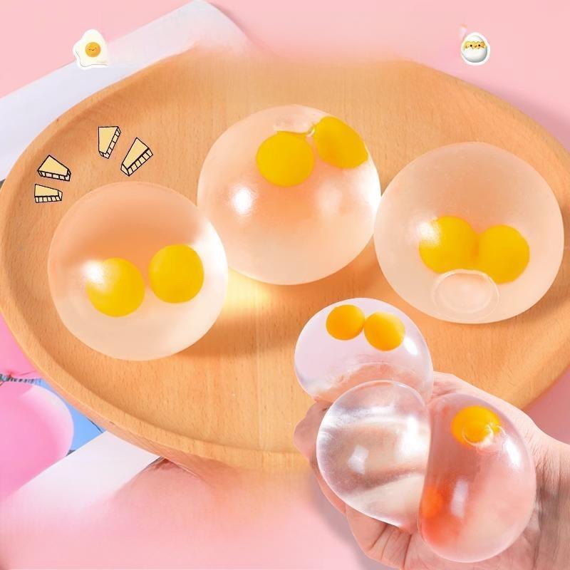 Summer Taba Squishy Double Egg Yolk Egg Pinch Ball Silicone Water Ball Stress Resistant Transparent Bubble Squeeze Toy Kids Gift