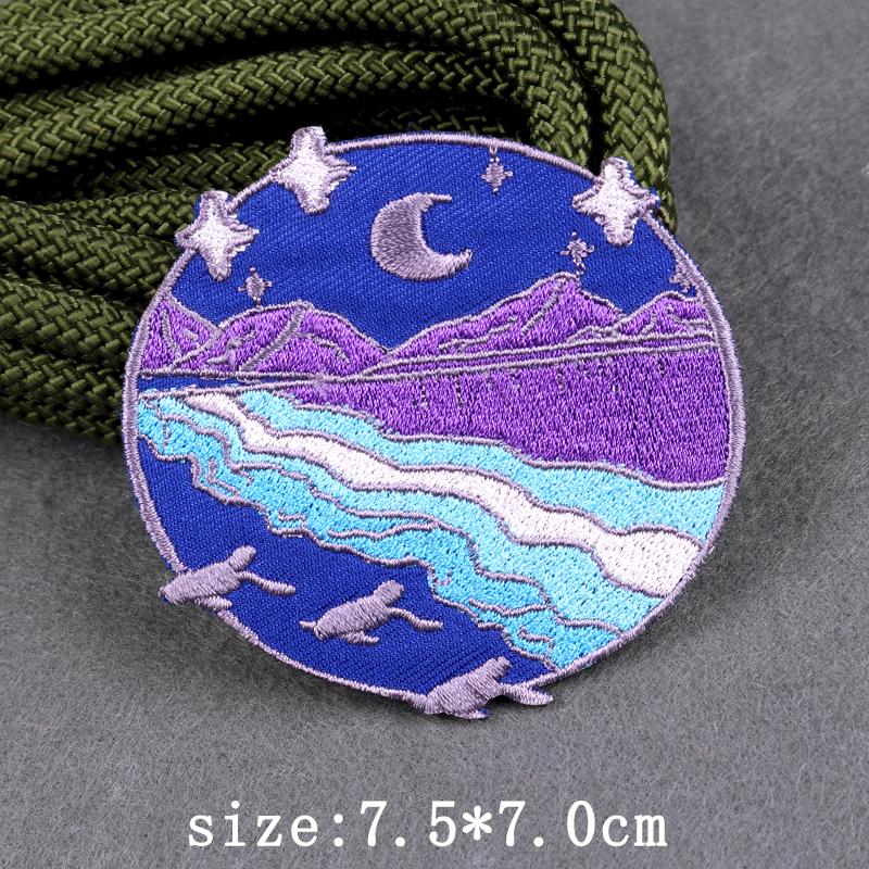 Heart Landscape Patch Iron On Patches For Clothing Wilderness Outdoor Embroidery Patches For Clothes Adventure Patch Stickers