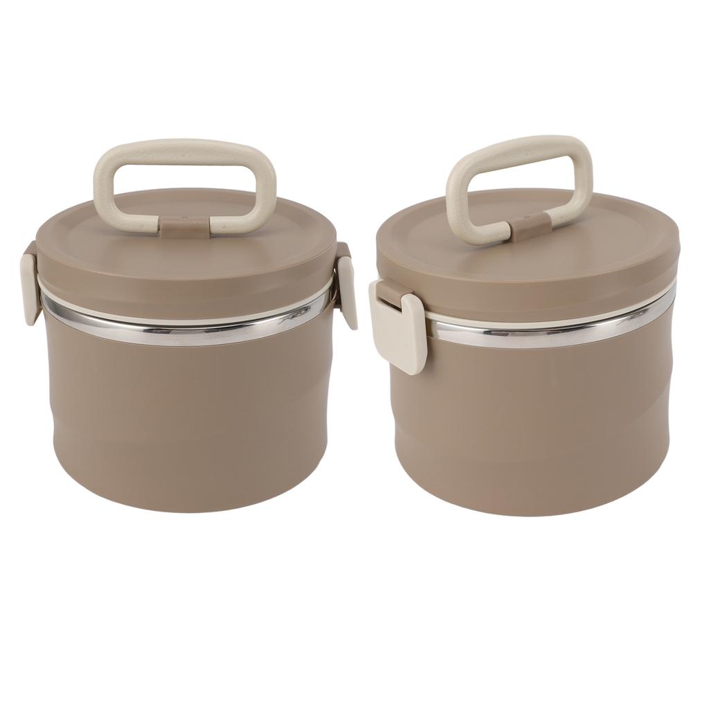 Isolierter Lebensmittelbehälter 304 Edelstahl PP Stapelbar Tragbar Rund Bento Lunchbox mit Löffeln für Schule Büro