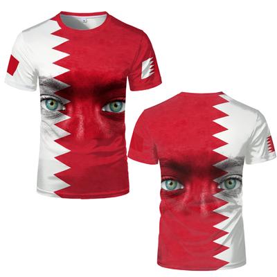 3D Printed Bahrain Flag National Emblem T-shirt Men's and Women's Summer Sports Short-sleeved Clothing Gift To Fans