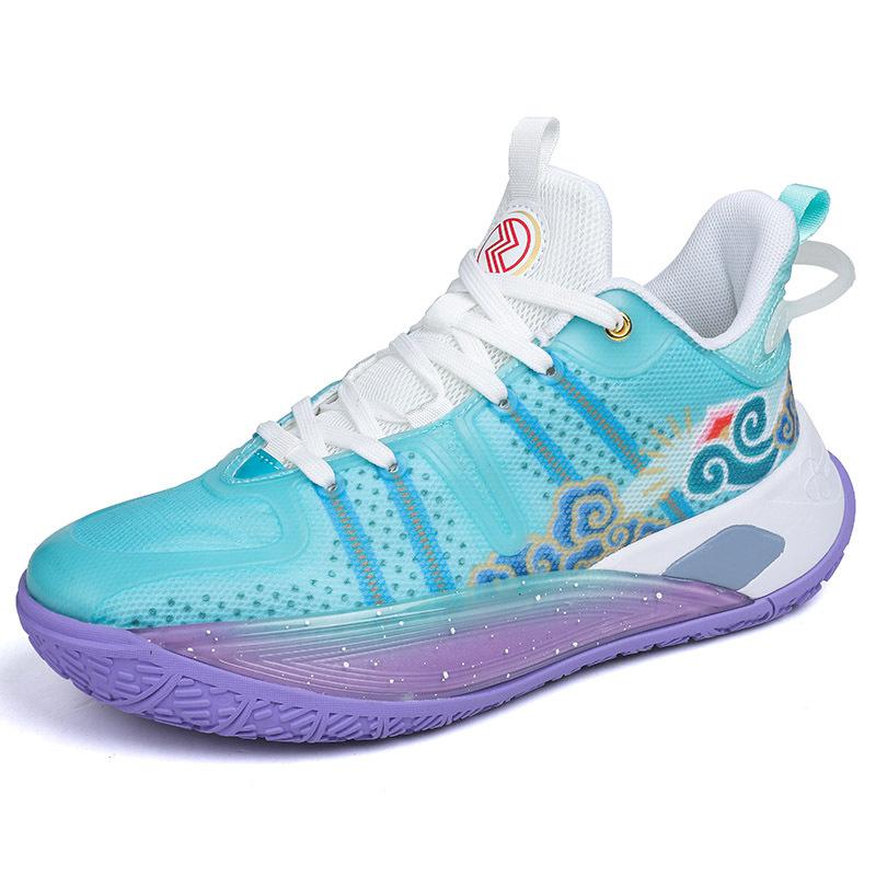

Foreign trade basketball shoes men s spring and summer breathable mesh thick-soled non-slip sports youth sneakers comfortable and versatile 45