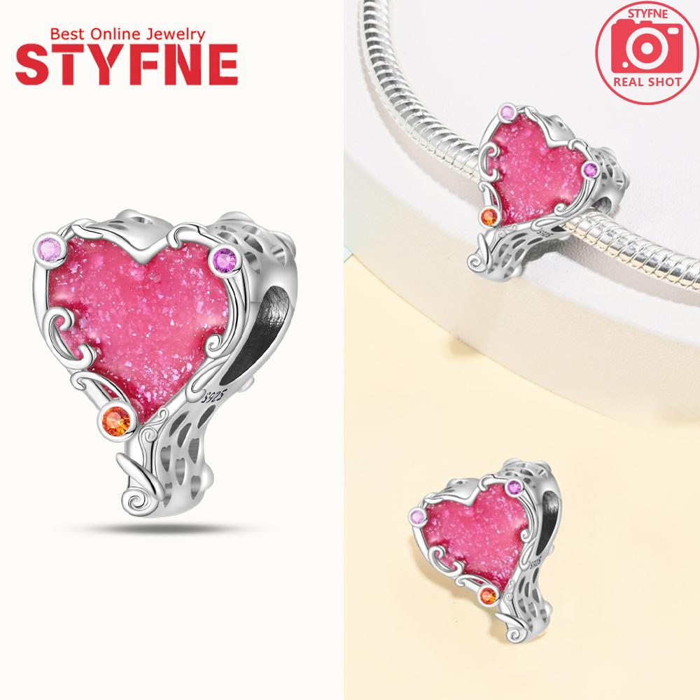 Charms Copperpink Heart Pendant Beads Fit Charms Plataoriginal Bracelet Beads Women Jewellery Making
