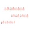 French White Gradient Rhinestone Almond-Shaped Fake Nails