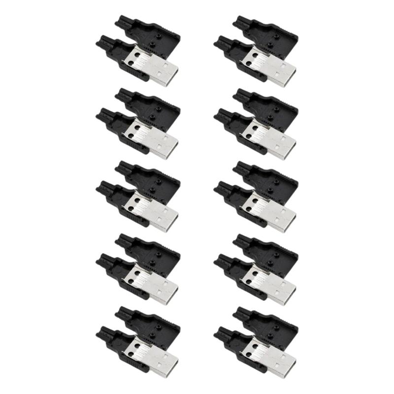 10 шт. USB разъемы типа A, вилка/розетка, USB 4-контактный штекер, гнездо, паяльный разъем, адаптер, долговечный