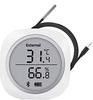 Inkbird Bluetooth Thermometer/Hygrometer mit Smart Sensor, Großem LCD-Bildschirm, Datenlogger, Wasserdichter externer Fühler, Alarmfunktion, Magnet, Graph Re