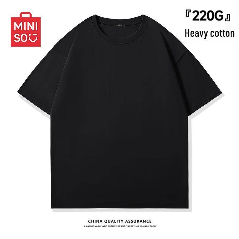 

MINISO Men s 220g Heavyweight Plain Short-Sleeve T-Shirt 2XL