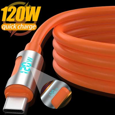 120 W USB Typ C Schnellladekabel Digitale LED-Anzeige Hochgeschwindigkeits-Ladegerät Datenkabel für Samsung Huawei Honor Xiaomi POCO Redmi