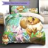 Eevee Pattern Bedding Quilt Set  Home Decoration  Gift (1 * duvet cover + 2 * pillowcase  without core)