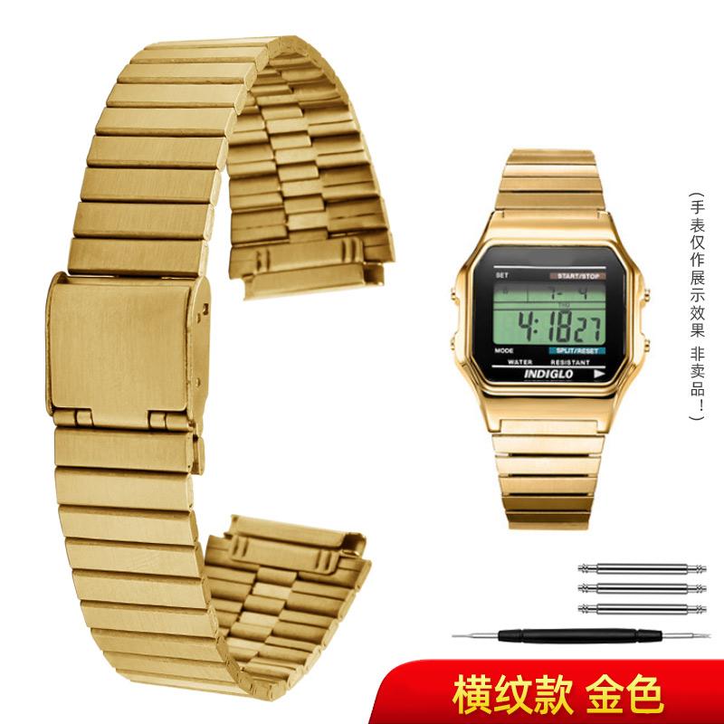 For Casio Stainless Steel watchBand A158 A159 A168 A158W F91w LA-680 AEQ-110 F91w Small Gold Watch Strap 18mm Wristband Bracelet