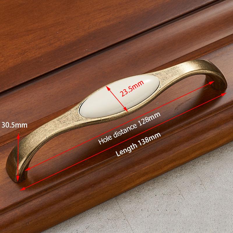 KAK Antique Bronze Ceramic White Cabinet Handles Zinc Alloy Drawer knobs Wardrobe Door Handle Simple European Furniture Hardware