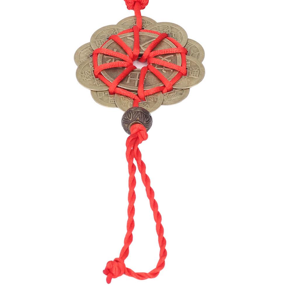 Chinese Feng Shui Fortune Money with Red String Hanging Ornament for Chinese New Yr Decoration