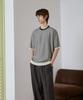 DRAW FIT Stripe Texture Line Half Knit [D.Grey]